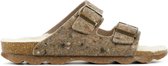Mace Vrouwen Canvas    Harde zool  Pantoffels / open Sloffen - M1054 - Taupe - Maat 36