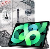 Hoes Geschikt voor iPad Air 2020 Hoes Luxe Hoesje Book Case - Hoesje Geschikt voor iPad Air 4 2020 Hoes Cover - Eiffeltoren