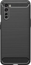Shop4 - OnePlus Nord Hoesje - Zachte Back Case Brushed Carbon Zwart