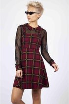 Jawbreaker Korte jurk -XL- Passionate By Nature Plaid Overall Bordeaux rood