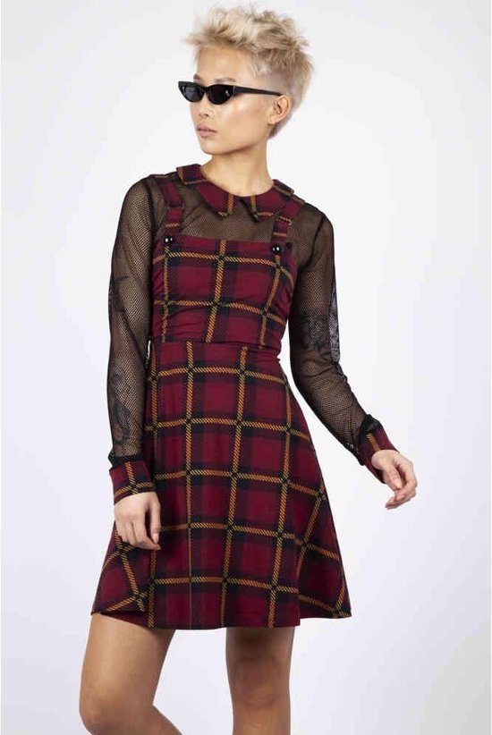 Jawbreaker - Passionate By Nature Plaid Overall Korte jurk - XL - Bordeaux rood