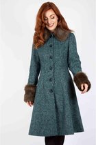 Voodoo Vixen Winterjas -4XL- Erin Herringbone Blauw