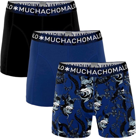 Muchachomalo - Fox - 3-pack boxershorts - blauw & zwart - S