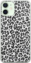 iPhone 12 mini hoesje siliconen - Luipaard grijs | Apple iPhone 12 Mini case | TPU backcover transparant