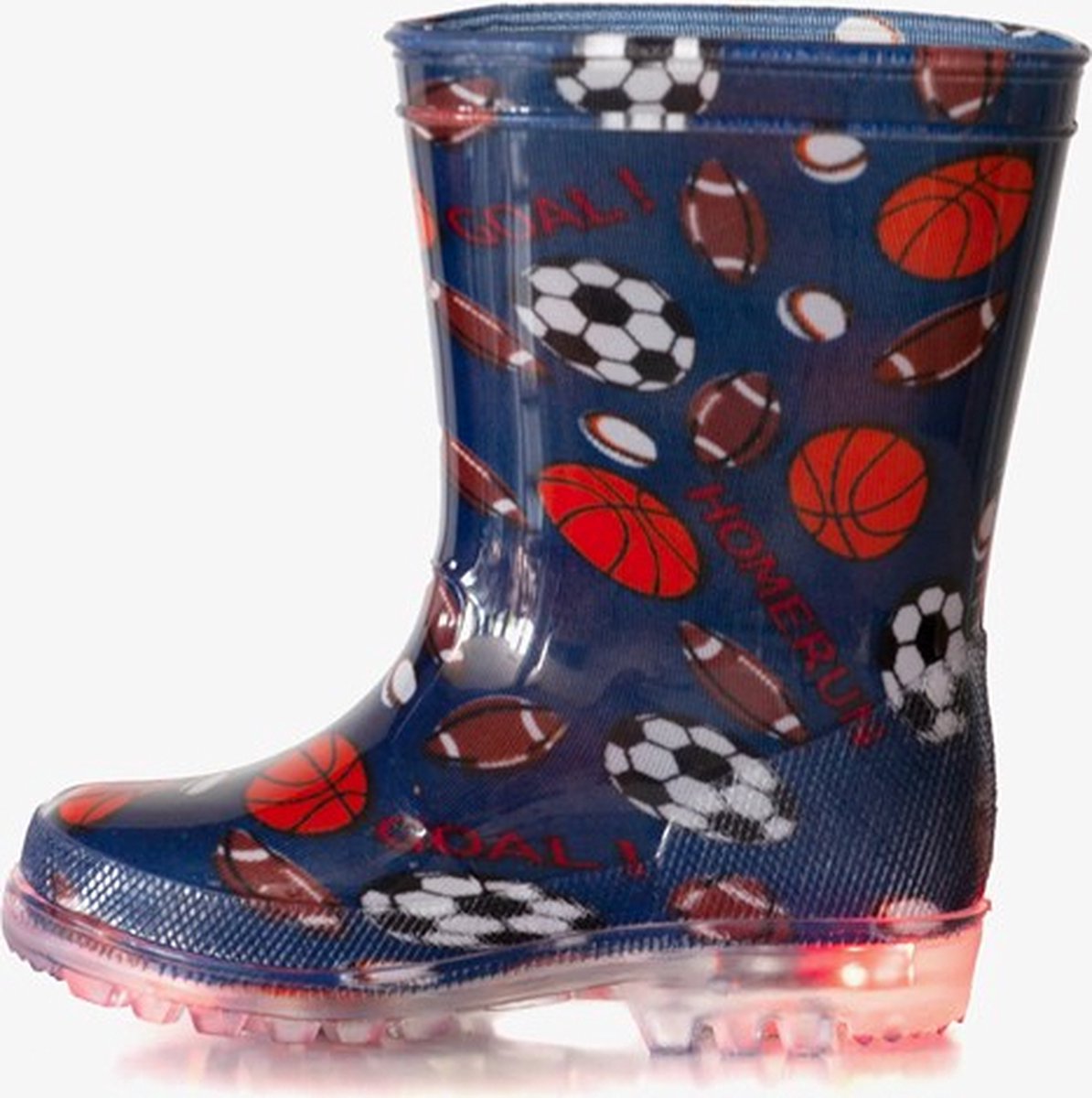 Kinder regenlaarzen homerun met lichtjes - Blauw - Maat 33 | bol.com
