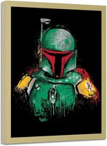 Foto in frame  , Mandalorian Pantser , Star Wars ,70x100cm ,Filmposter , zwart oranje groen , wanddecoratie