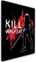 Schilderij , Kill Walkers , 2 maten , filmpersonage II, rood wit zwart , wanddecoratie