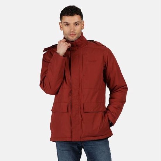 Veste isolante imperméable Penryn Regatta avec capuche pour homme, veste outdoor avec capuche amovible, rouge épicé