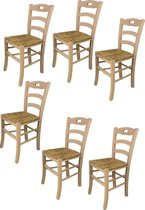 Tommychairs - Lot de 6 chaises classiques modèle Savoie. Très approprié pour la cuisine, le bar et la salle à manger, structure solide en bois de hêtre poli, non traité, 100% naturel et assis dans la paille