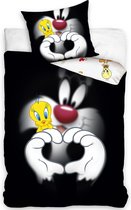 Looney Tunes Dekbedovertrek Sylvester & Tweety - Eenpersoons - 140  x 200 cm - Katoen