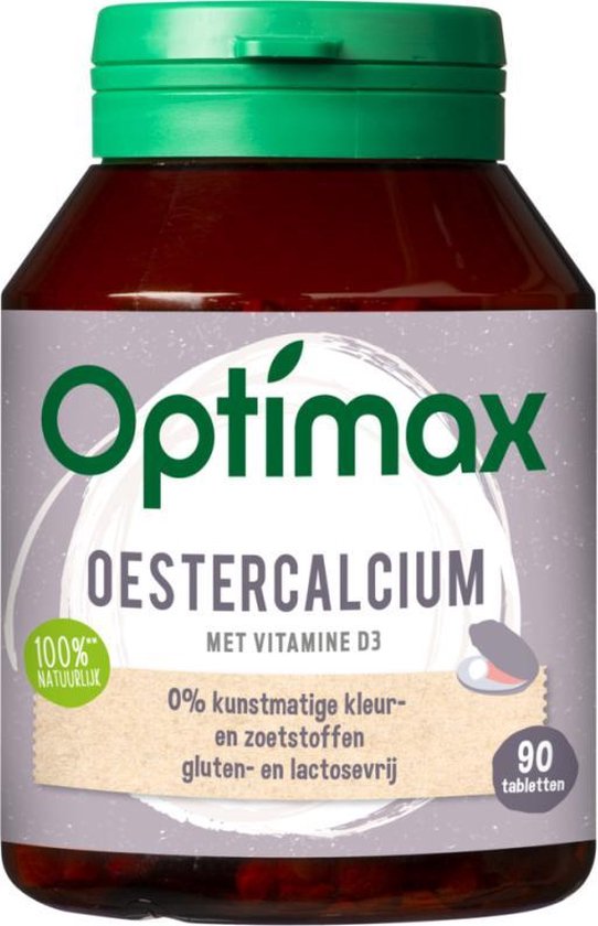 Optimax Oestercalcium + vitamine D3 - Voedingssupplement -  90 tabletten