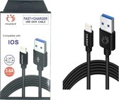 Olesit Lightning 1 mètre Fast Charge 3.6A - Câble de charge rapide - Chargement sécurisé - Synchronisation et transfert de données - Zwart