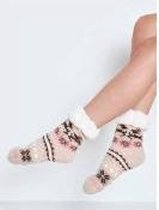Teddy kachel sokken | kerst print | roze