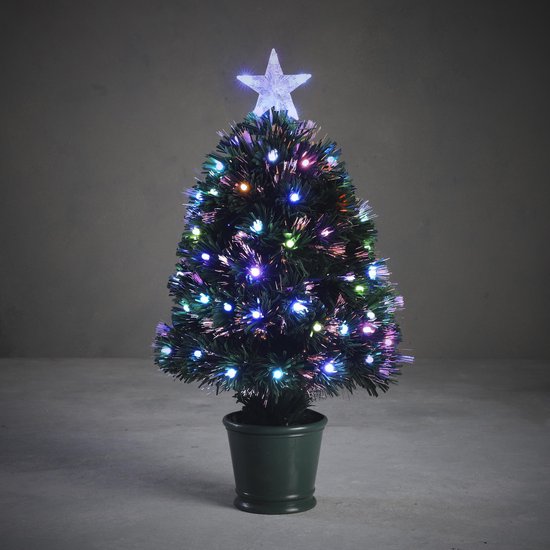 Fiber optic kerstboom/kunst kerstboom met verlichting en piek ster 60 cm | bol.com