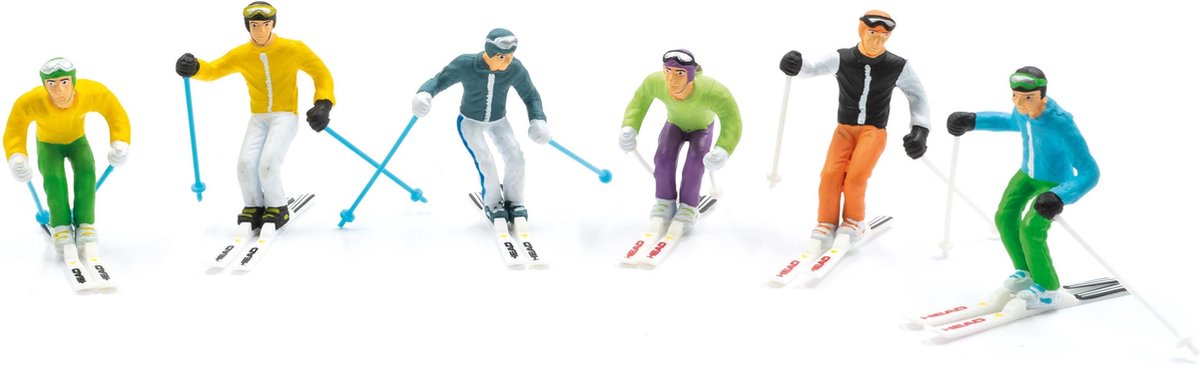 Jägerndorfer - 54400 Figuren staand met Ski - 6 stuks Kabelbaan accessoires - 1:32 - Kerstdorp