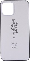 Shop4 - iPhone 12 Pro Hoesje - Back Case "Bloom with grace." Wit