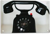 Tuinposter – Oude Zwarte Telefoon - 60x40cm Foto op Tuinposter  (wanddecoratie voor buiten en binnen)