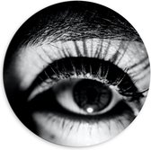 Dibond Wandcirkel - Oog (zwart/wit) - 60x60cm Foto op Aluminium Wandcirkel (met ophangsysteem)