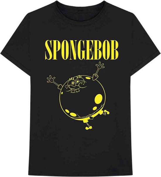 Spongebob Squarepants Tshirt Homme -XL- Sponge Gonflée Zwart