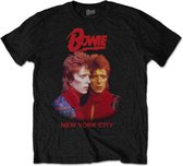 David Bowie - New York City Heren T-shirt - L - Zwart