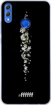 Honor 8X Hoesje Transparant TPU Case - White flowers in the dark #ffffff