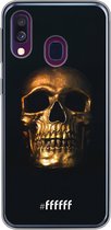 Samsung Galaxy A40 Hoesje Transparant TPU Case - Gold Skull #ffffff