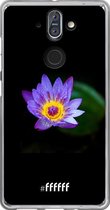 Nokia 8 Sirocco Hoesje Transparant TPU Case - Purple flower in the dark #ffffff