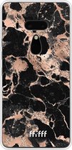 HTC U12+ Hoesje Transparant TPU Case - Rose Gold Marble #ffffff