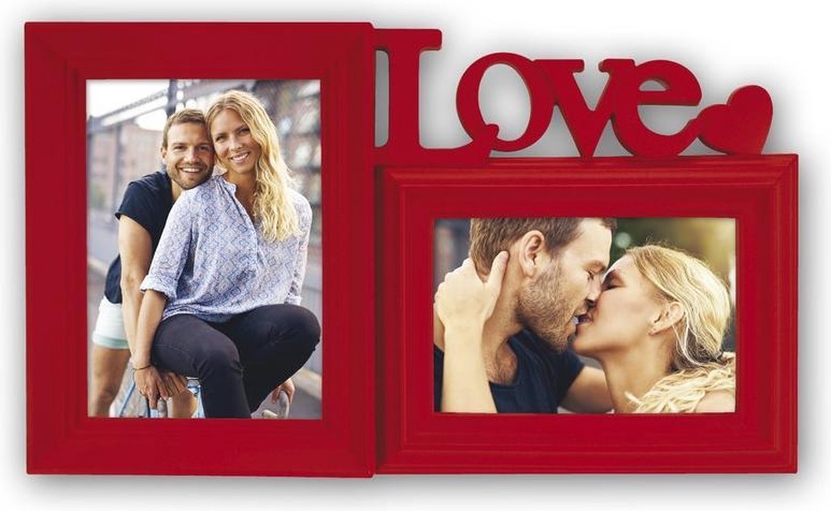 Zep Romantische Multi Fotolijst Caracas Red voor foto's 1x 10x10 1x 13x18 afmeting 35x21 cm - XB12R Rood