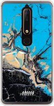 Nokia 6 (2018) Hoesje Transparant TPU Case - Blue meets Dark Marble #ffffff