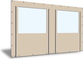 Overkapping zijwand PVC met raam en ritsen | 4 meter breed |  250cm hoog - Zandkleur