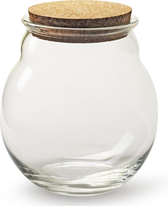 Pot de rangement rond en verre / pot à bonbons 16 x 20 cm avec couvercle en  liège -... | bol.com