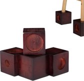 Relaxdays meubelverhoger bamboe - set van 4 stuks - bedverhoger - bruin - stoelverhoger