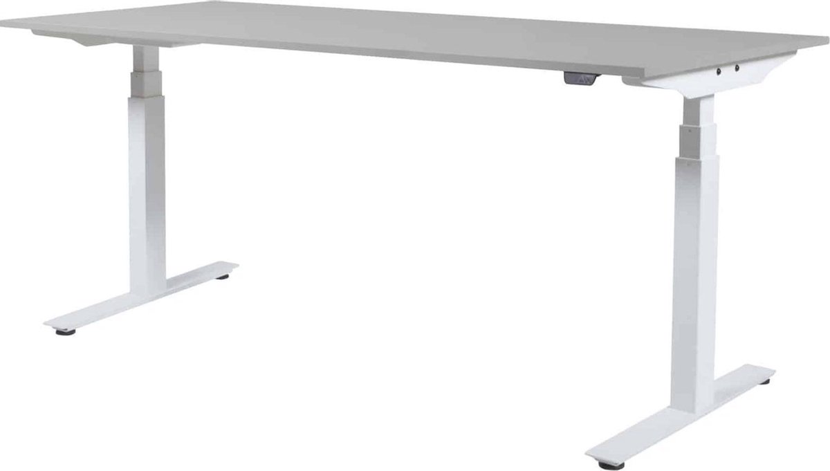 Zit Sta Bureau - Plus Elektrisch 180x80 grijs - wit frame