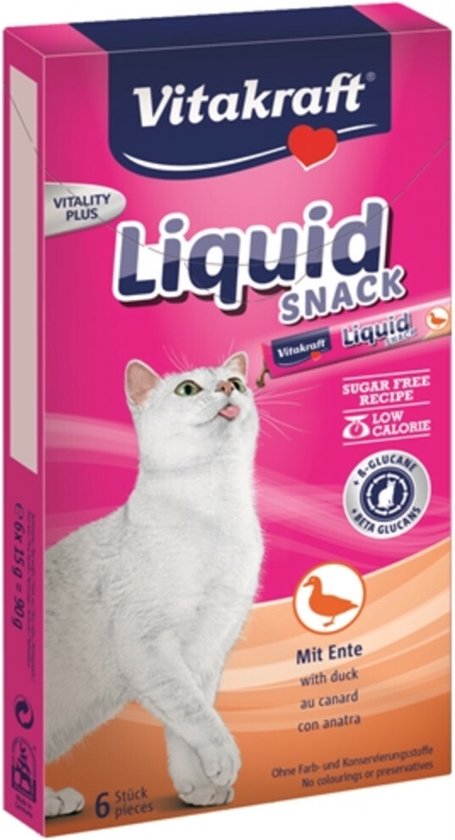 Vitakraft Cat Liquid Eend - Kattensnack - 6 st