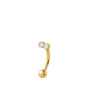 Stalen micro barbell piercing gold kristal