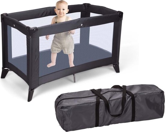 Babybed met matras - Inklapbaar - donkergrijs | bol.com