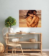 JDBOS ® Peinture par numéro Adultes avec cadre (bois) - Couple amoureux - étreinte - amour - pissenlits - Peinture adultes - 40x50 cm