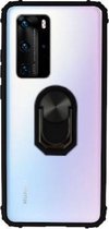 Colorfone Huawei P40 Pro Hoesje Transparant Zwart - Ring Popsocket