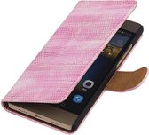 Wicked Narwal | Lizard bookstyle / book case/ wallet case Hoes voor Huawei P8 Lite Roze