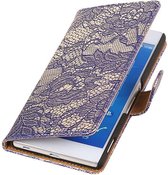 Wicked Narwal | Lace bookstyle / book case/ wallet case Hoes voor sony Xperia Z4 Z3+ Blauw