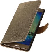 Wicked Narwal | Lace bookstyle / book case/ wallet case Hoes voor Samsung galaxy a7 2015Goud