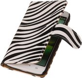 Wicked Narwal | Zebra bookstyle / book case/ wallet case Hoes voor LG Optimus L70 Wit