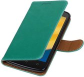 Wicked Narwal | Premium TPU PU Leder bookstyle / book case/ wallet case voor Motorola Moto C Plus Groen