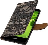 Wicked Narwal | Lace bookstyle / book case/ wallet case Hoes voor Huawei Nova 2 Plus Zwart