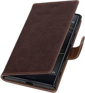 Wicked Narwal | Premium TPU PU Leder bookstyle / book case/ wallet case voor Sony Xperia XZ Premium Mocca