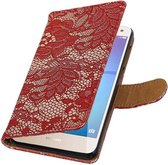 Wicked Narwal | Lace bookstyle / book case/ wallet case Hoes voor Huawei Y5 / Y6 2017 Rood