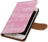 Wicked Narwal | Lizard bookstyle / book case/ wallet case Hoes voor iPhone 7/8 Roze