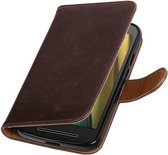 Wicked Narwal | Premium TPU PU Leder bookstyle / book case/ wallet case voor Motorola Moto E3 (3nd Gen) Mocca
