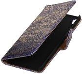 Wicked Narwal | Lace bookstyle / book case/ wallet case Hoes voor sony Xperia X Performance Blauw